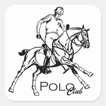 Equestrian Polo Sport Club Square Sticker by insimalife at Zazzle