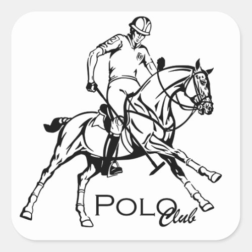 equestrian polo sport club square sticker