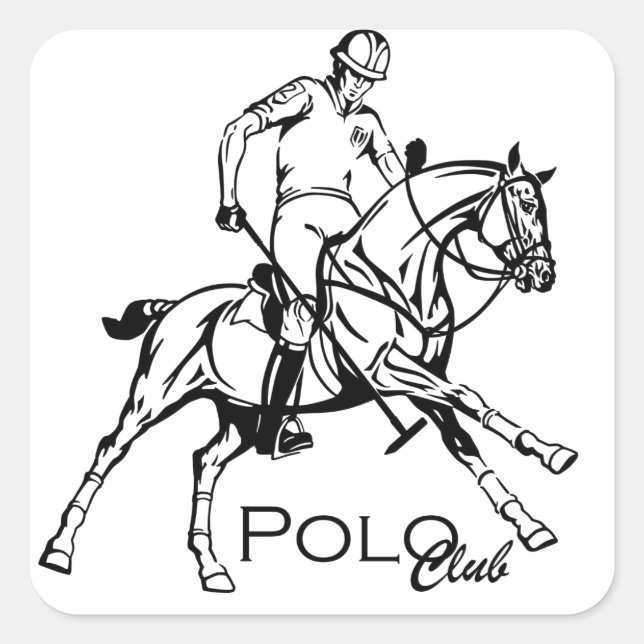 equestrian polo sport club square sticker (Front)