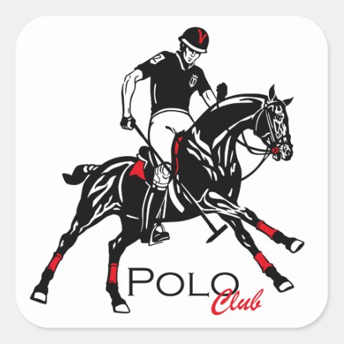 equestrian polo sport club square sticker