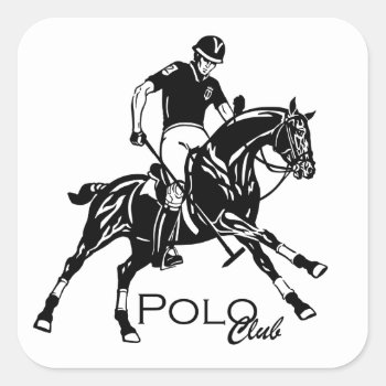 Equestrian Polo Sport Club Square Sticker by insimalife at Zazzle