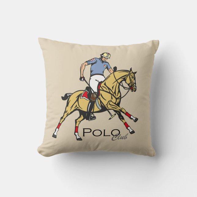 equestrian polo sport club throw pillow (Front)