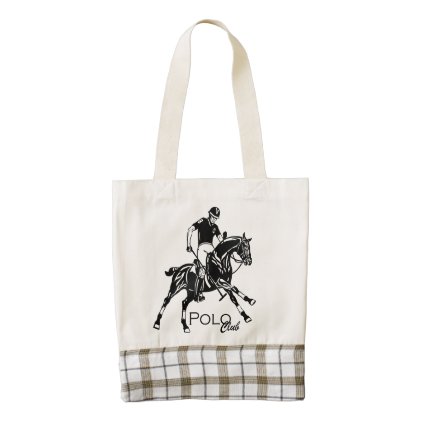 equestrian polo sport zazzle HEART tote bag