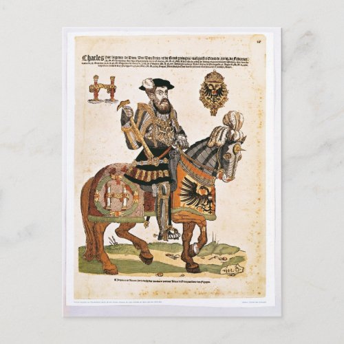 Equestrian portrait of Charles V in armour Postcard