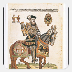 Equestrian portrait of Charles V in armour Square Sticker