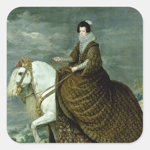 Equestrian portrait of Elisabeth de France Square Sticker