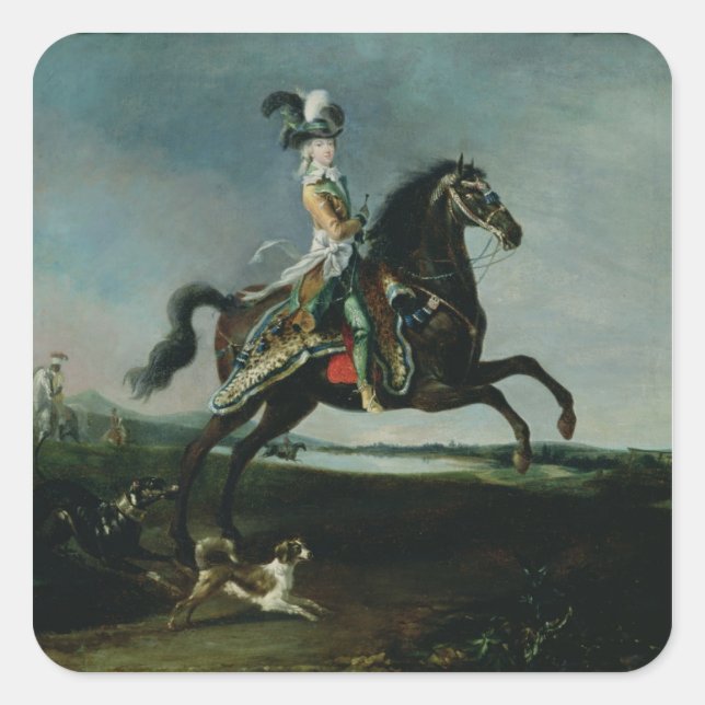 Equestrian Portrait of Marie-Antoinette Square Sticker (Front)