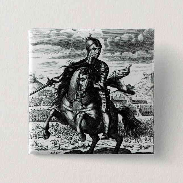 Equestrian portrait of Oliver Cromwell Pinback Button (Front)