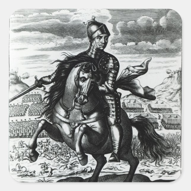 Equestrian portrait of Oliver Cromwell Square Sticker (Front)