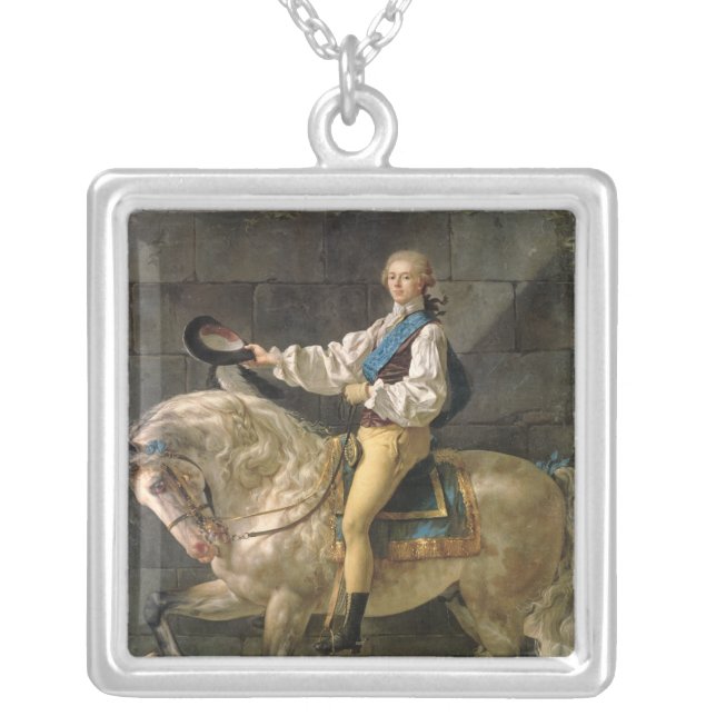 Equestrian Portrait of Stanislas Kostka Silver Plated Necklace (Front)