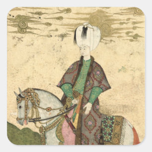 Equestrian portrait of Sultan Osman II 1618 Square Sticker