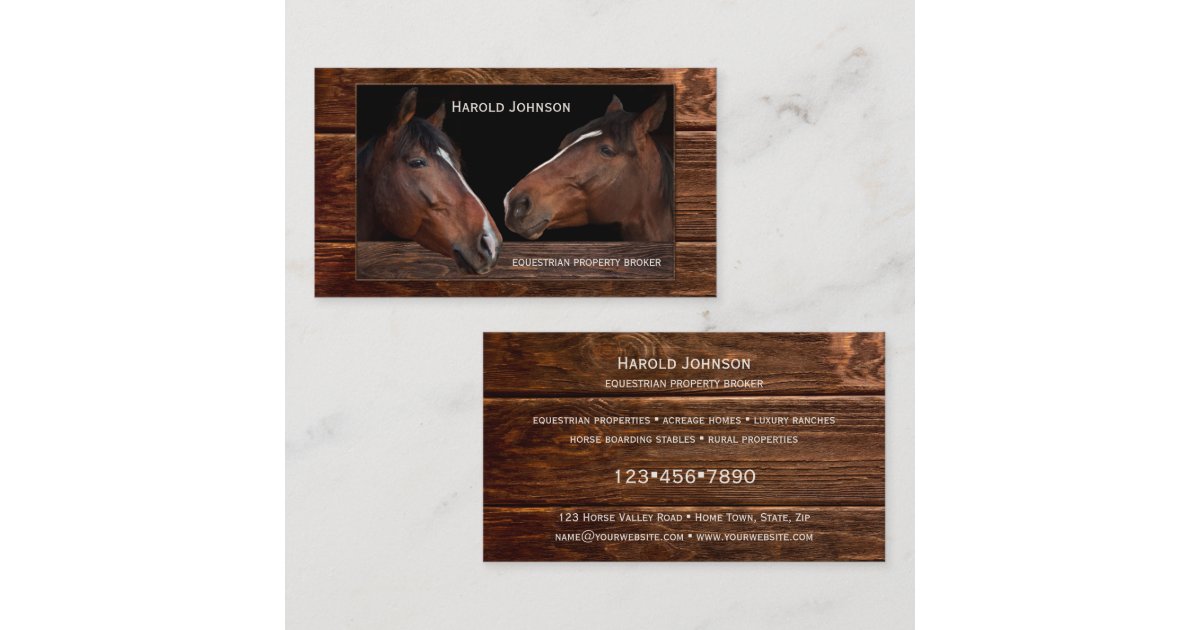 Equestrian Property Broker Horses Business Card