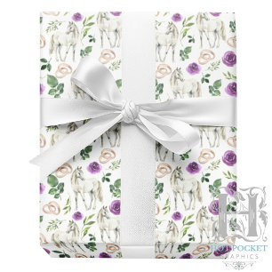 Equestrian Purple Wedding Gift Wrapping Paper