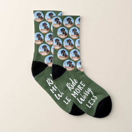 Equestrian Quote Green Horse Lover Photo Socks