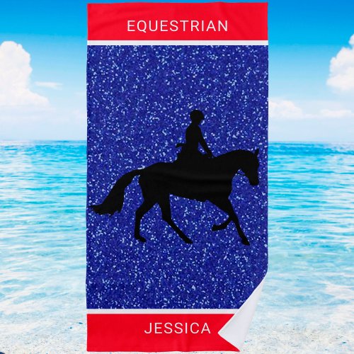 Equestrian Red White and Blue Beach Towel