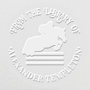 Equestrian Rider, Horse Jumping Library Book Name Embosser