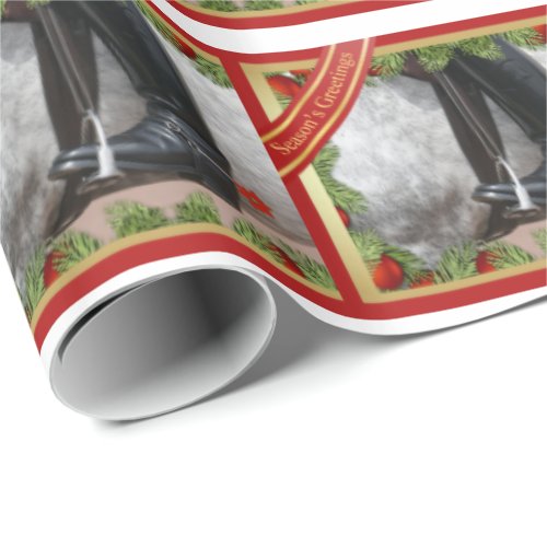 Equestrian Riding Boots Grey Horse Wrapping Paper