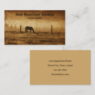 Equestrian Rustic Texture Horse Business Card