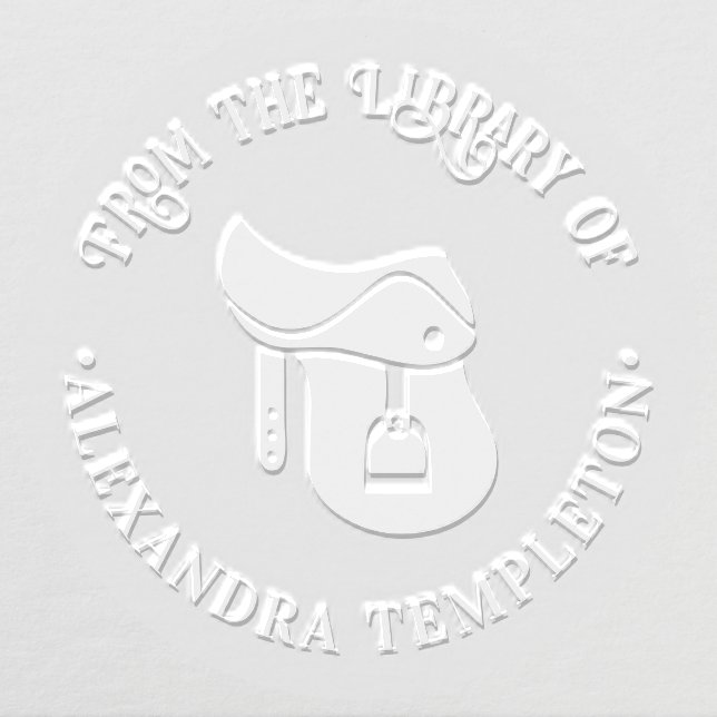 Equestrian Saddle Silhouette Library Book Name Embosser (Design)