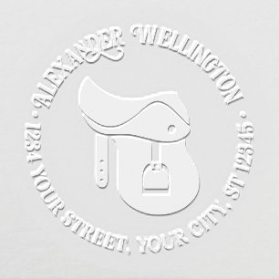 Equestrian Saddle Silhouette Return Address Round Embosser