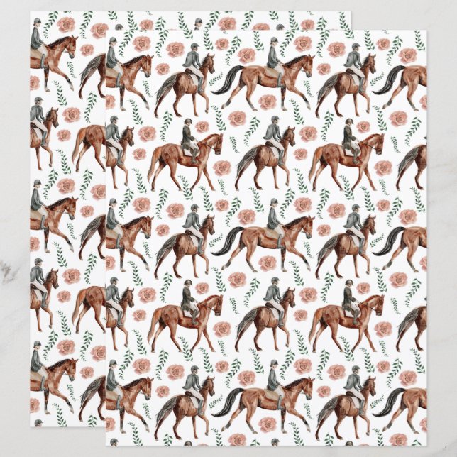 Equestrian Scrapbook Paper (Front/Back)