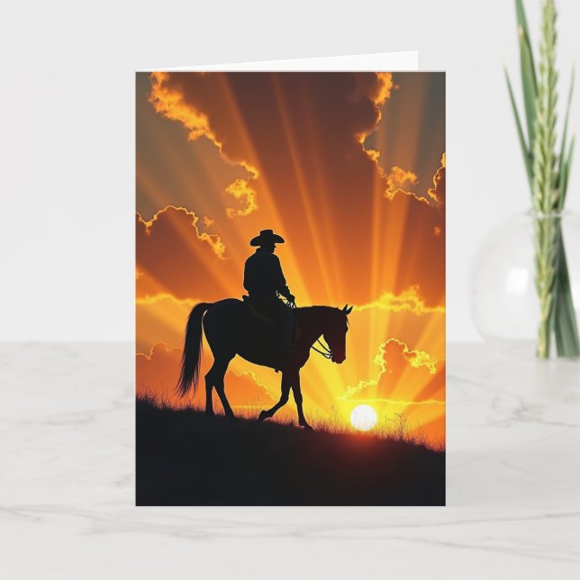 Equestrian Silhouette Fathers Day Card (Front)