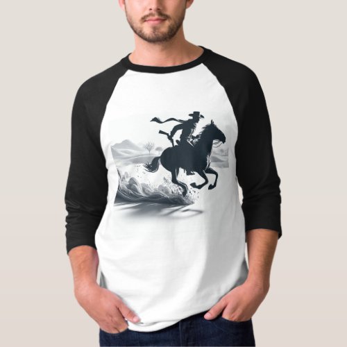 Equestrian Sketch Boy Riding Horse T_Shirt