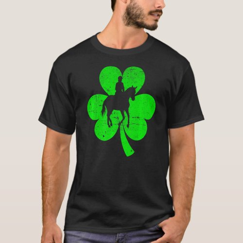 Equestrian Sports St Patrick S Day Retro Shamrock  T_Shirt