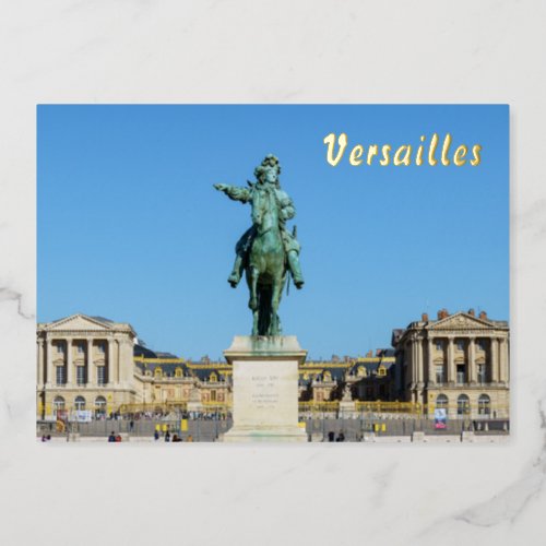 Equestrian statue of Louis XIV in Versailles Foil Holiday Card