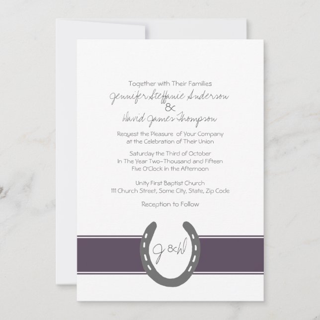 Equestrian Themed Horse Shoes Pattern Invitation (Front)