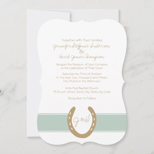 Equestrian Themed Horse Shoes Pattern Invitation (Front)