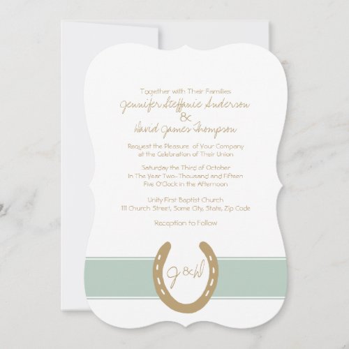 Equestrian Themed Horse Shoes Pattern Personalized Invitation