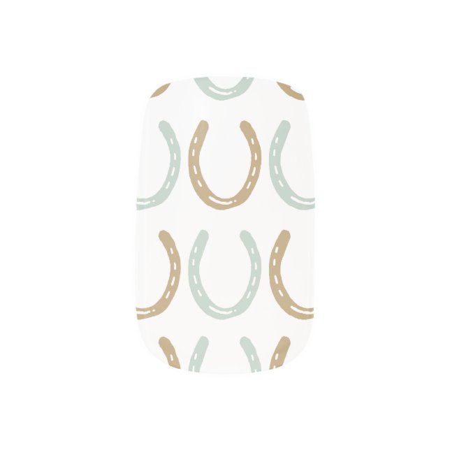 Equestrian Themed Horse Shoes Pattern Minx Nail Art (Left Thumb)