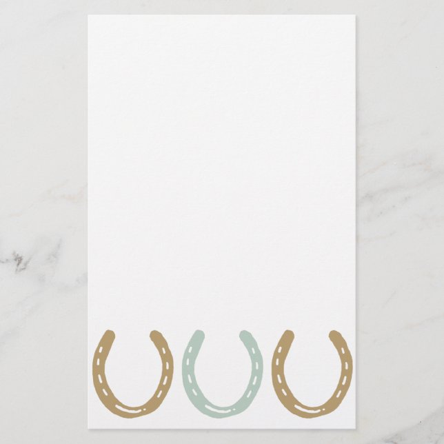 Equestrian Themed Horse Shoes Pattern Stationery (Front)