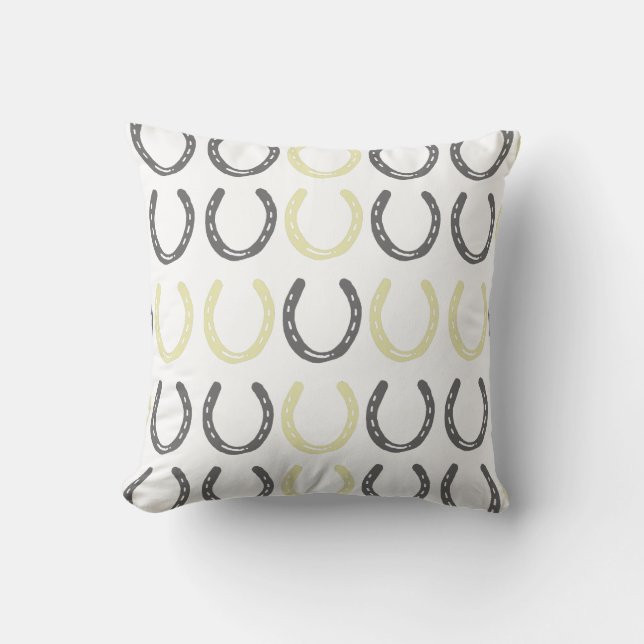 Equestrian Themed Horse Shoes Pattern Throw Pillow (Front)