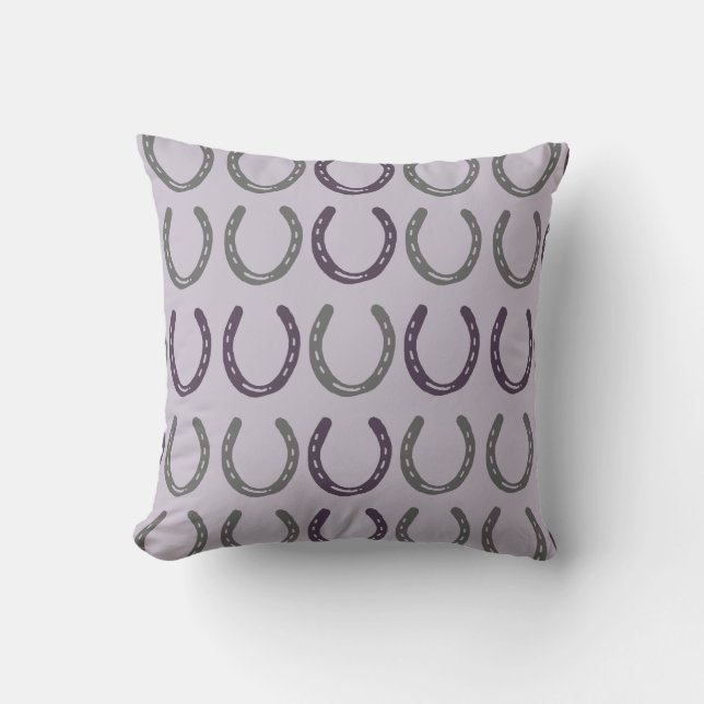 Equestrian Themed Horse Shoes Pattern Throw Pillow (Front)