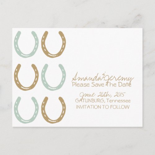 Equestrian Themed Horse Shoes Save The Date Announcement Postcard