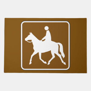 Equestrian Trail Riding Horse Silhouette Icon Doormat