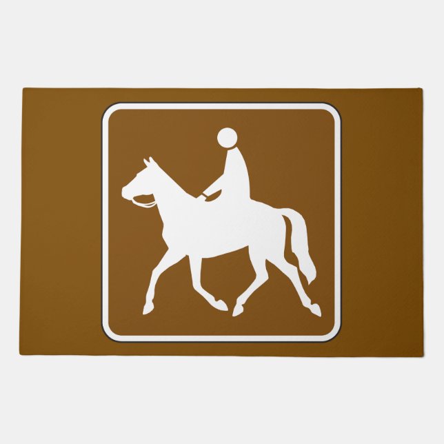 Equestrian Trail Riding Horse Silhouette Icon Doormat (Front)