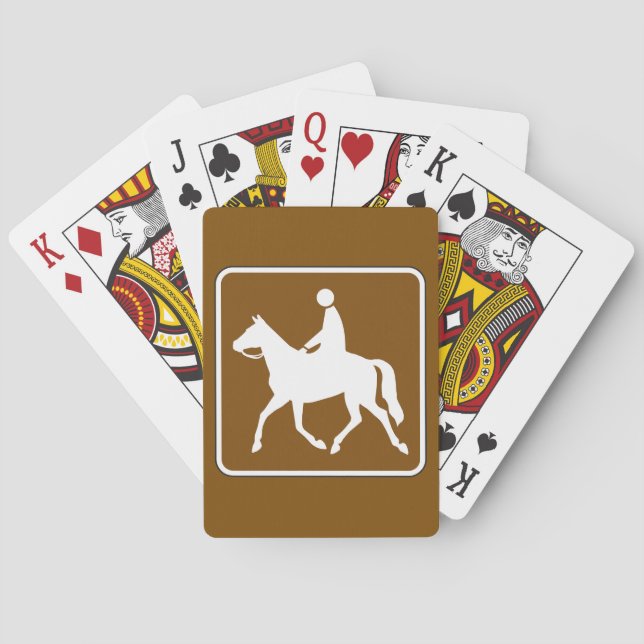 Equestrian Trail Riding Horse Silhouette Icon Poker Cards (Back)