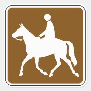 Equestrian Trail Riding Horse Silhouette Icon Square Sticker
