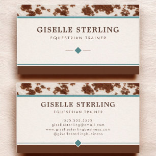 Equestrian Trainer Cowhide Western Business Card
