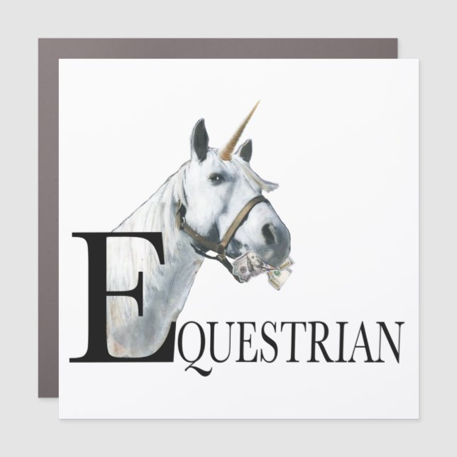 Equestrian unicorn side eye car magnet (Front)
