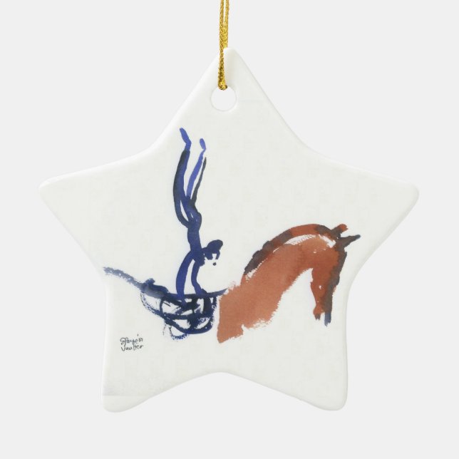 Equestrian Vaulters Ceramic Ornament (Front)