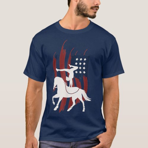 Equestrian Vaulting US Flag Horses I Vault T_Shirt