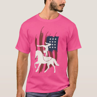 Equestrian Vaulting Us Flag Horses I Vault T-Shirt
