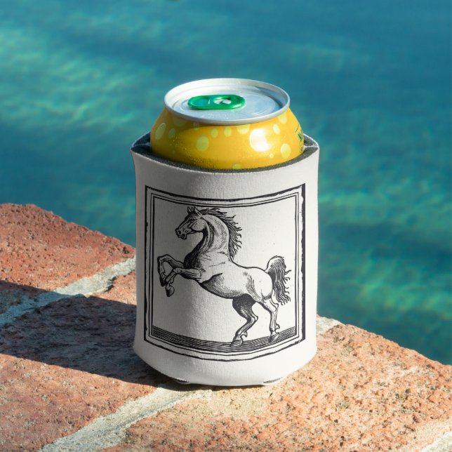 Equestrian Vintage Horse Custom Name Can Cooler (In Situ Pool)