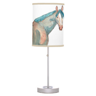 Equestrian Watercolor Abstract Horse Painting Table Lamp