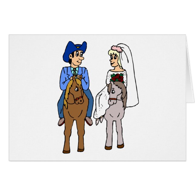 Equestrian Wedding Theme Bride Groom Ride Horses Cards (Front Horizontal)