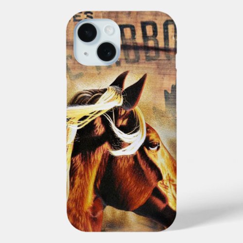 equestrian western country barn wood horse iPhone 15 case